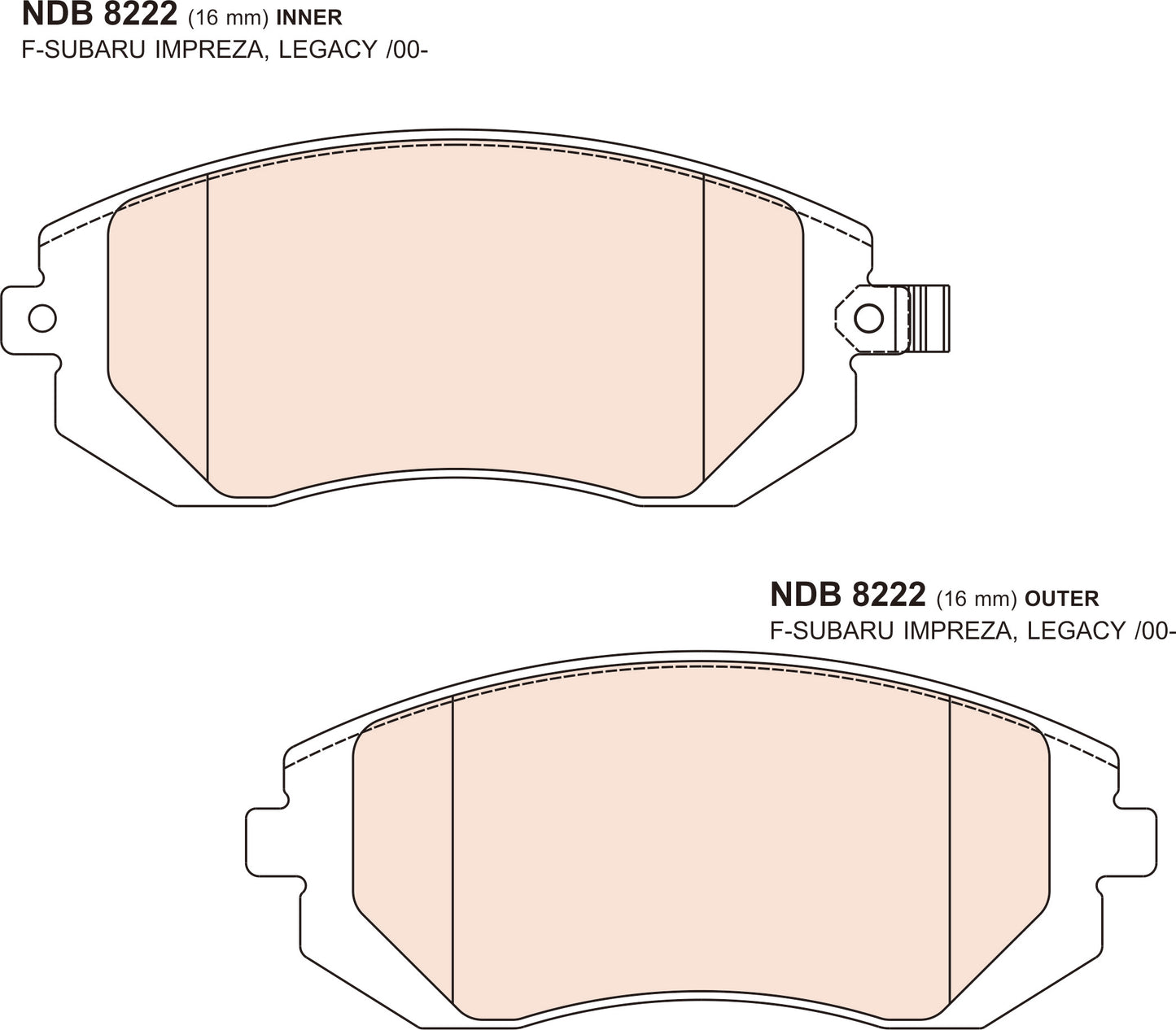 Nexzter Pro Spec Front Brake Pads NX8222 | Subaru BRZ, WRX, Liberty, Toyota 86 (GT ZN6 ZN8)
