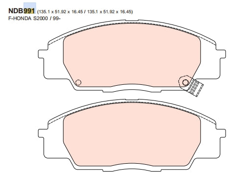 Nexzter Racing BL Compound Front Brake Pad Set NXR991 BL | Honda S2000 AP1/AP2, Civic EP3R/FN2R, Integra DC5R/DC5S, Spoon Monoblock Caliper