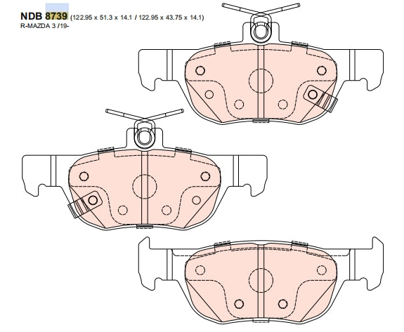 Nexzter Pro Spec Rear Brake Pads Set NX8739 | Mazda 3, CX-30, MX-30