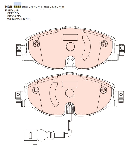 Nexzter Pro Spec Front Brake Pads Set NX8638 | VW Golf GTI MK7, Audi TT, A3