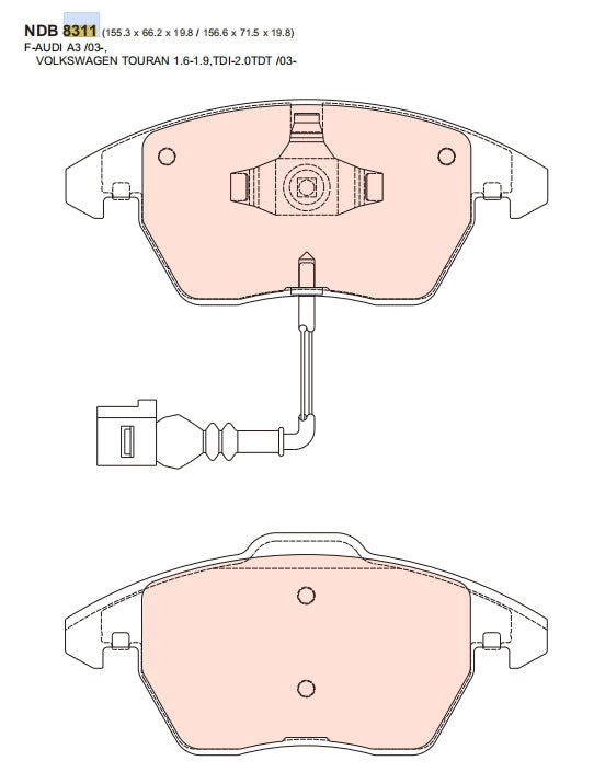 Nexzter Pro Spec Front Brake Pads Set NX8311 | VW Golf GTI MK5 MK6, Audi A3, TT