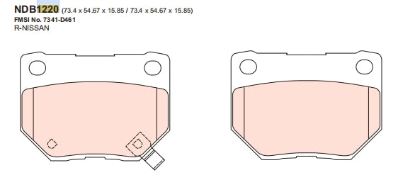 Nexzter Pro Spec Rear Brake Pad Set NX1220 | Subaru WRX, Nissan Skyline (Sumitomo Caliper)