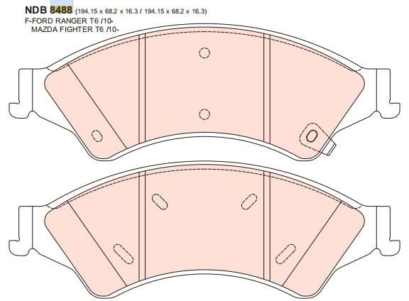 Nexzter Pro Spec Front Brake Pads NX8488 | Ford Ranger PX1 PX2 PX3, Mazda BT-50