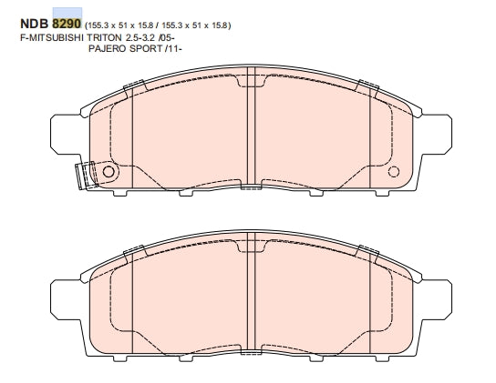 Nexzter Pro Spec Front Brake Pads NX8290 | Mitsubishi Triton 2.5–3.2 Pajero Sport