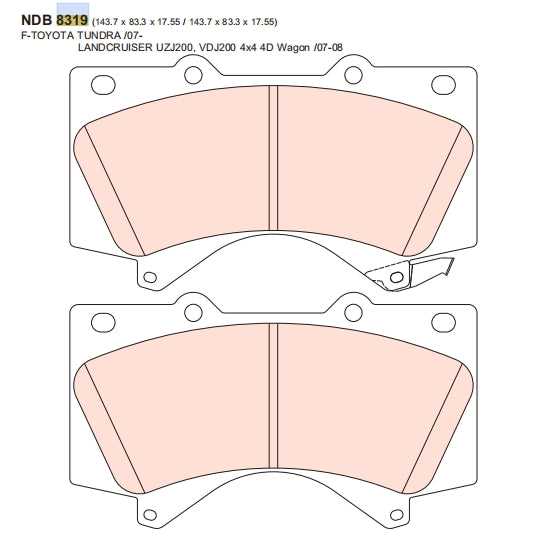 Nexzter Pro Spec Front Brake Pads NX8319 | Toyota Tundra LandCruiser UZJ200 VDJ200