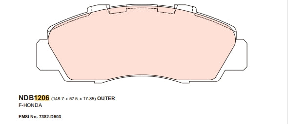 Nexzter Racing BL Compound Front Brake Pad Set NXR1206 BL | Honda Civic EK9, Integra DC2R, Spoon Twinblock Caliper