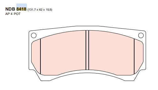 Nexzter Racing BH Compound Front Brake Pads NXR8418 BH  | Mazda Alcon CAR98 Mono 4, Nissan GT-R R35 Alcon Superkit Rear