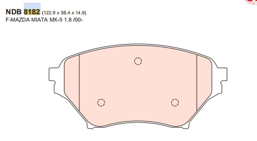 Nexzter Racing XC2 Compound Front Brake Pad Set NXR8182 XC2 | Mazda MX-5 NB8C Turbo, Type A/S/RS, Mazdaspeed