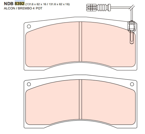 Nexzter Racing BH Compound Brake Pad Set T25 NXR8392 BH T25 | Alcon B-Type, CRB343, CRB332 Calipers (PNF4441)