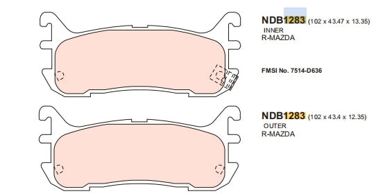 Nexzter Racing XC2 Compound Rear Brake Pad Set NXR1283 XC2 | Mazda MX-5 NA/NB 1.8