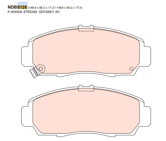 Nexzter Pro Spec Front Brake Pads Set NX8126 | Honda Accord CL7 CL9, Odyssey RB1 RB3