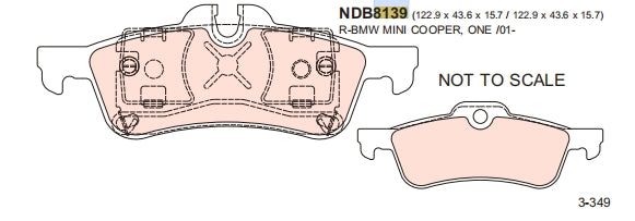 Nexzter Next Spec Rear Brake Pads Set NX8139 | Mini Cooper S, ONE R53