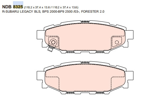 Nexzter Pro Spec Rear Brake Pads NX8325 | Subaru BRZ, Liberty, WRX, Toyota 86 ZN6 ZN8